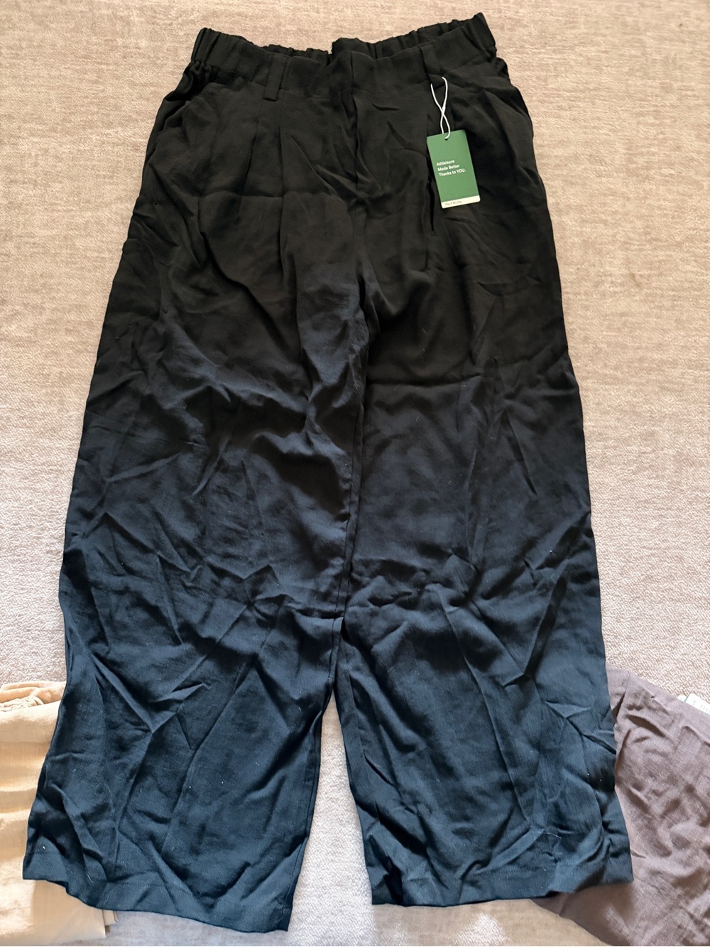 High Waisted Side Pocket Wide Leg Flowy Solid Palazzo Casual Linen-Feel Pants - Picture 3 of 3